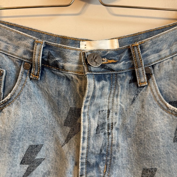 ONE TEASPOON Blue Lightning Le Wolves Mid Length Denim Short SZ 28 - Picture 5 of 8